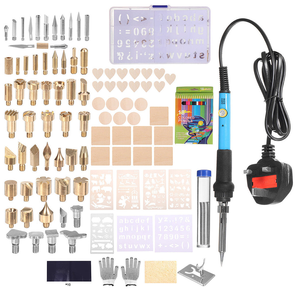 128Pcs 60W Electric Soldering Iron Kit Engraving Pen Wood Burning Pyrography Craft Tool