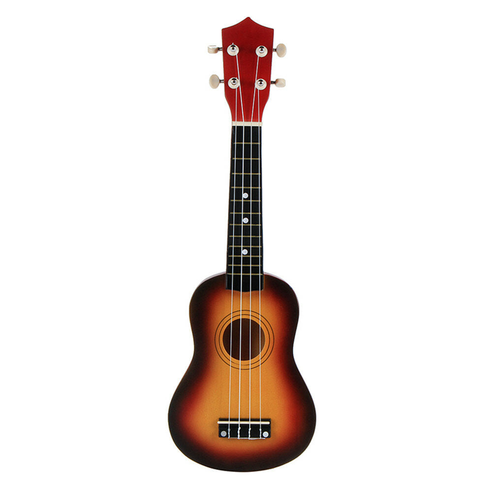 21" Wood Soprano Ukulele Guitar Set 12 Frets Hawaiian Instrument w/Carry Bag