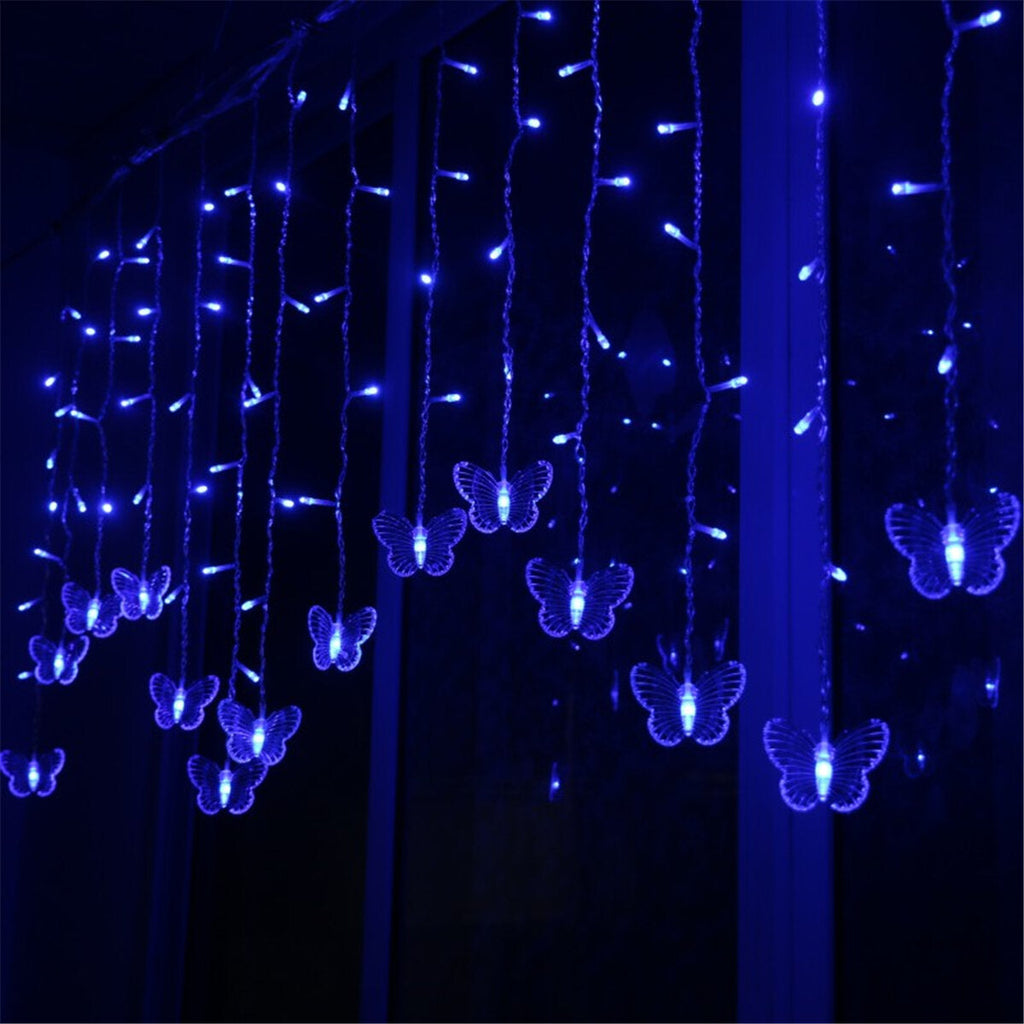 96 LED Butterfly String Curtain Lights Colorful Wedding Waterproof Lamp 8 Modes