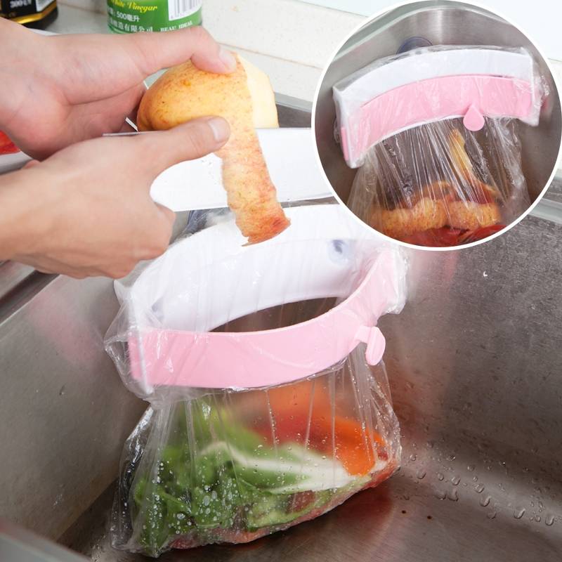 Plastic Sink Barbage Rubbish Bag Holder Kitchen Waste Junk Bag Holder Rack