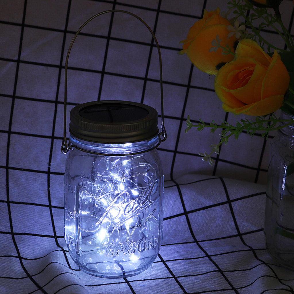 Solar Powered Mason Jar Lid 20LEDs Fairy String Light Hanging Party Garden Home Decor