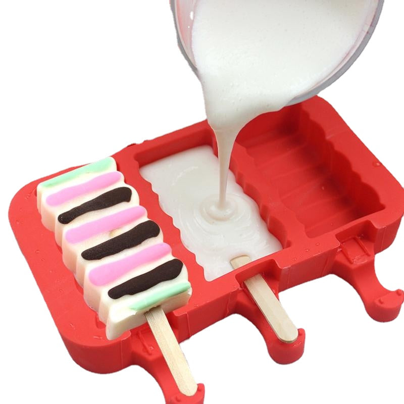 Creative Silicone Ice Cream Mold Ice Lolly Mold Rod Ice Mold Red Food Grade