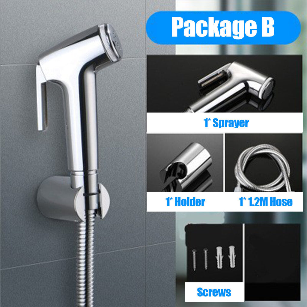 Hand Held Bidet Spray Toilet Attachment Diaper Sprayer Hose Holder Bathroom