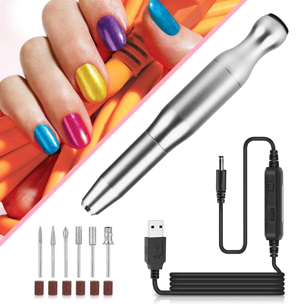 12V Professional USB Electric Nail Drill Tools Machine Portable Salon Manicure Polishing File