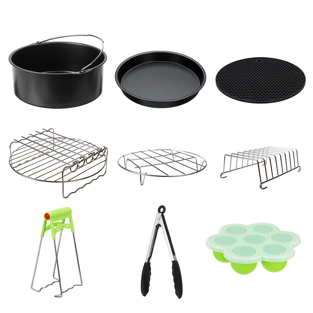 Fits for 5.3-6.8QT 9Pcs 9'' Non-stick Air Fryer Accessories Baking Cooking Pan