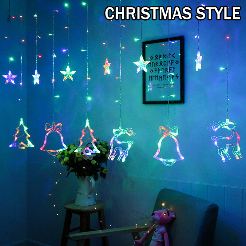 3.5M 138LED Curtain Fairy Light 8 Modes Wall String Lamp Christmas Party Home Decor EU Plug AC220V