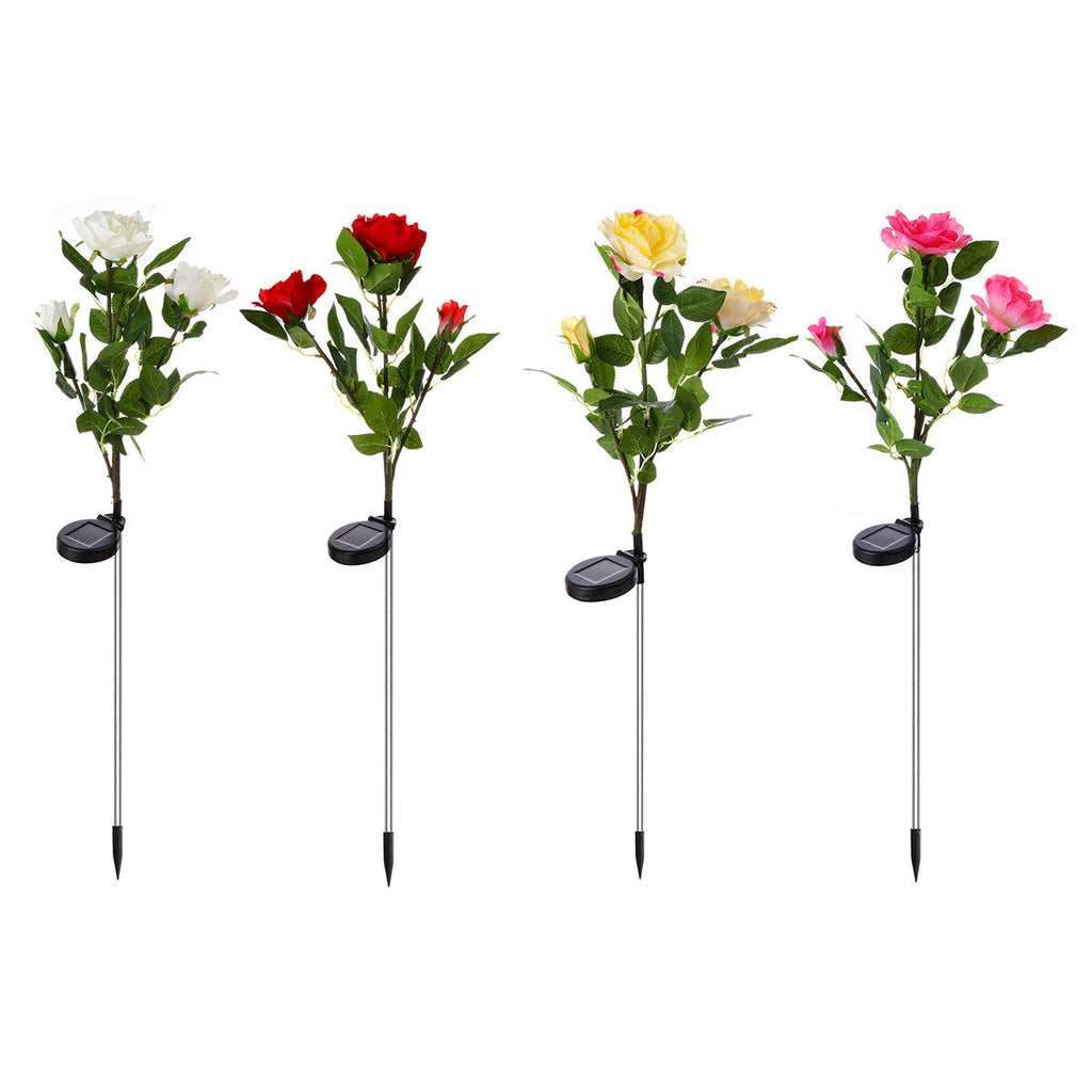 Solar Powered Artificial Rose Flower LED Lawn Light Outdoor Courtyard Garden Decoration