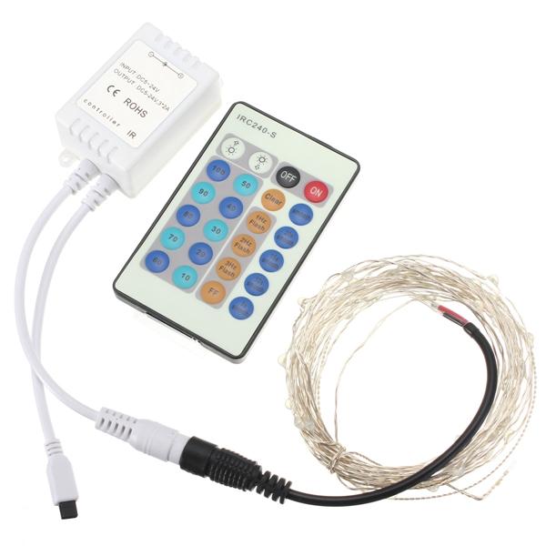 12V 5M 50LED Silver Wire Christmas String Fairy Light Remote Controller without Adapter