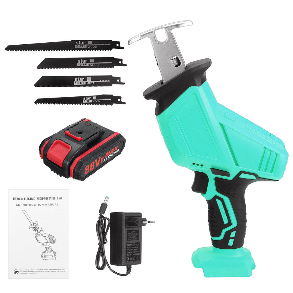 Electric Cordless Reciprocating Saw 4 Blades Battery Charger Saw Power Tool