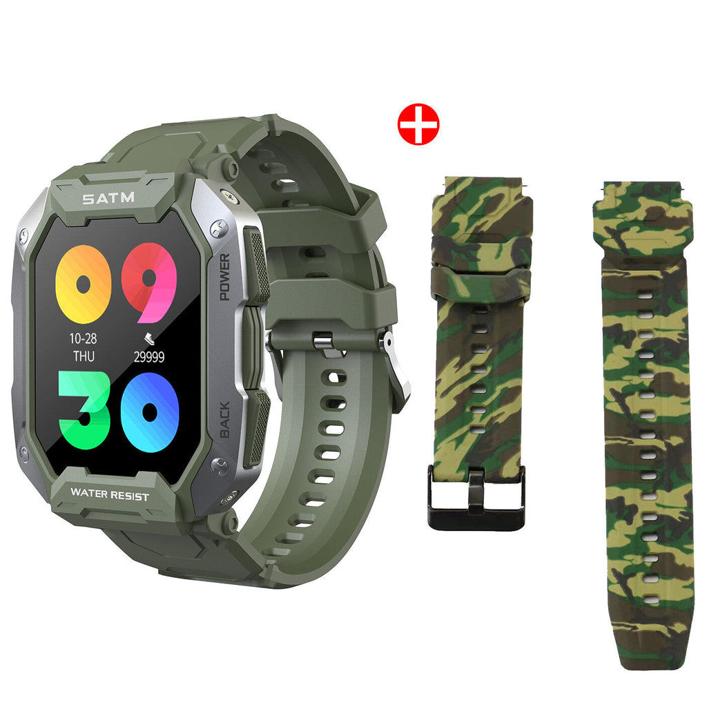 1.71 inch Split Screen Heart Rate Blood Pressure Oxygen Monitor 24 Sports Modes 50 Days Standby 5ATM Waterproof 3-Proof Rugged Smart Watch