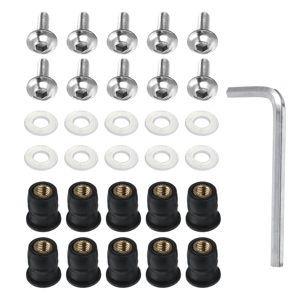 M5 Motorcycle Screws Set Fairing Bumpers Aluminium Push Pin Bumper Fasteners Clips Rivets Kit