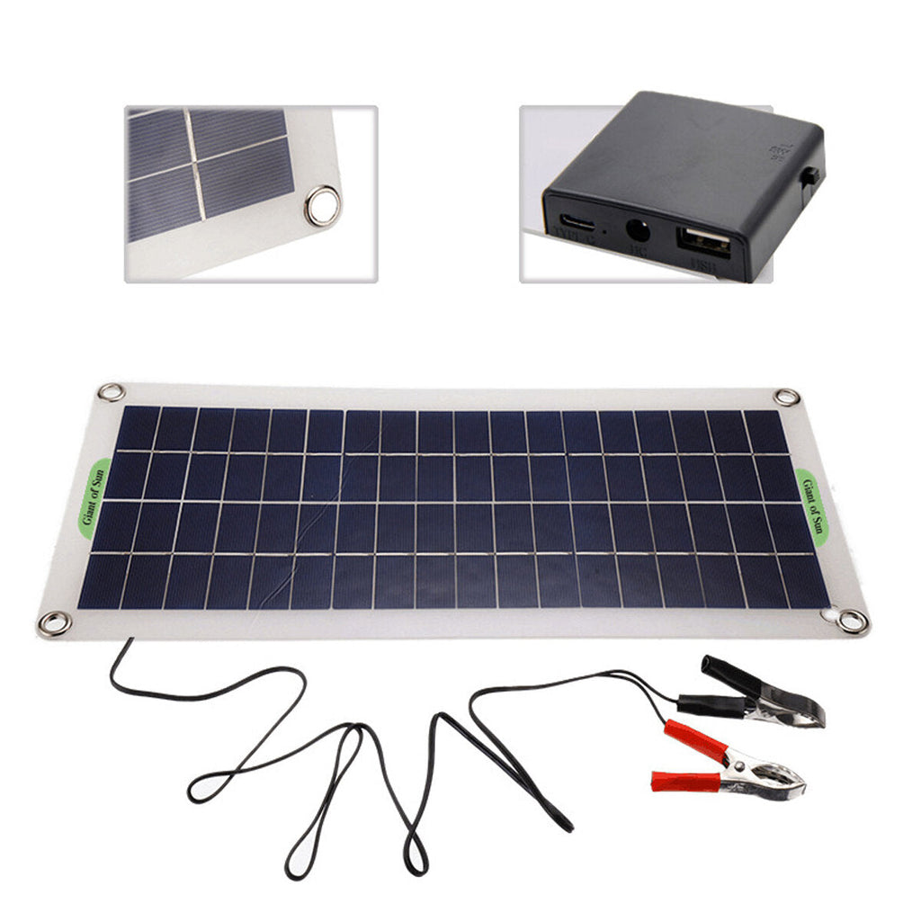 30W Solar Panel Kit 12V Battery Charger 100A Controller USB RV Travel Camping