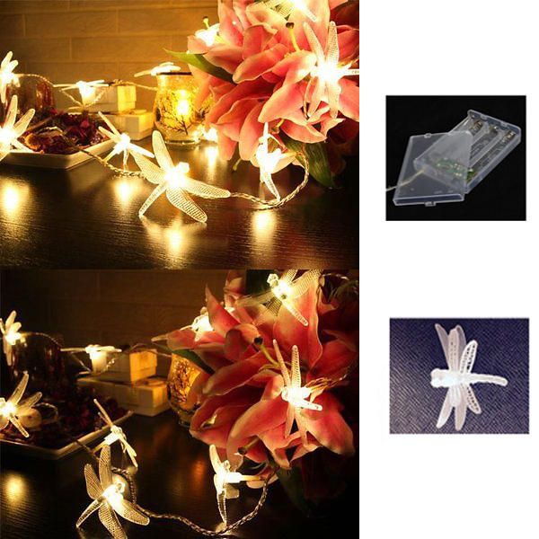 Battery Powered 2.5M 5M Dragonfly LED Fairy String Lights for Christmas Wedding Party DC4.5V