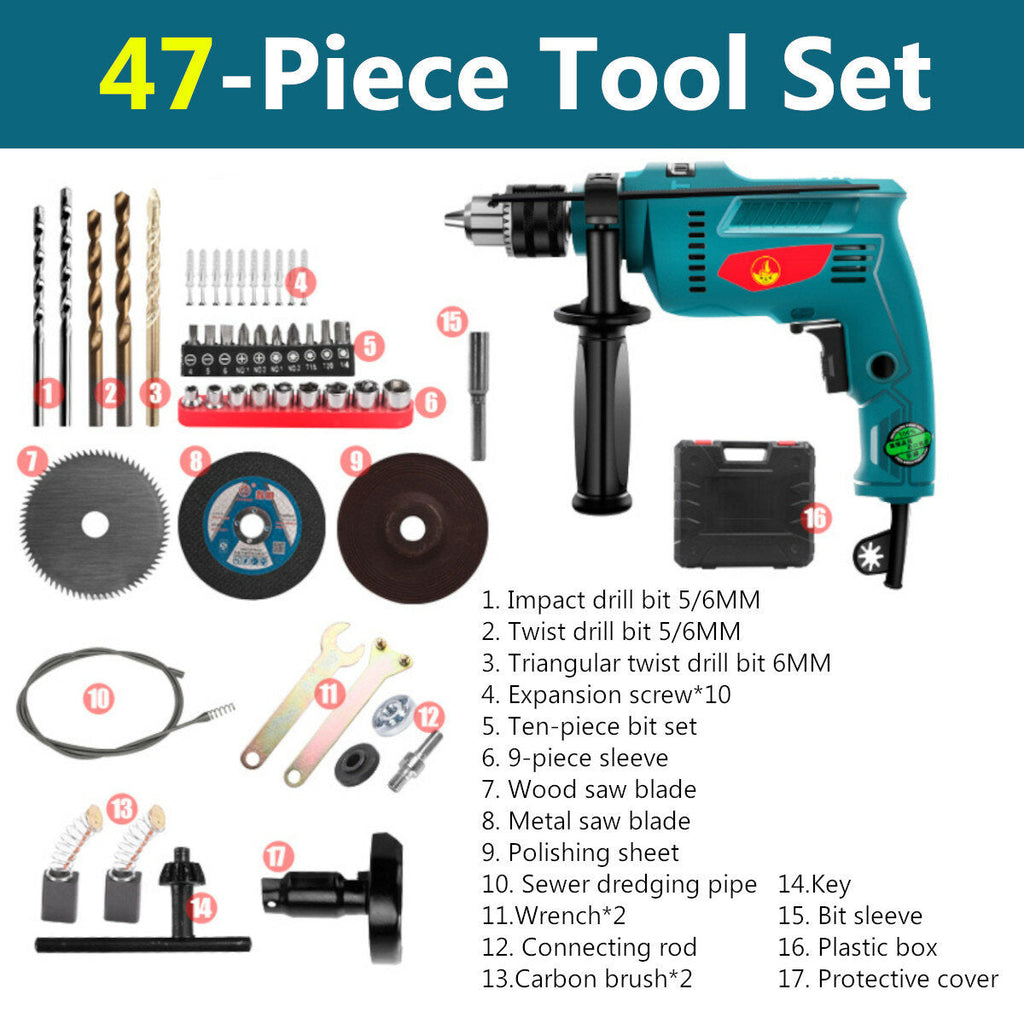 700W Household Multi-Function Electric Drill Double Bearing High-power Impact Wrench