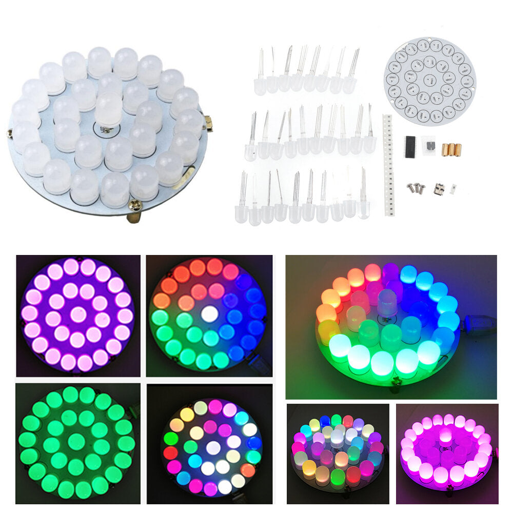 Touch Control Full Color LED Lighthouse Kit MCU Control Animation Mode Round Ring DIY Electronic Production