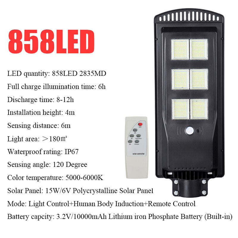 286/572/858LED Solar Street Light Motion Sensor Outdoor Wall Lamp with Timing Function + Remote Control