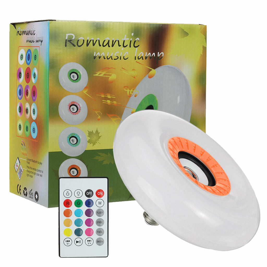 85-265V E27 Smart bluetooth LED Ceiling Light RGB Music Speeker Dimmable Lamp + Remote