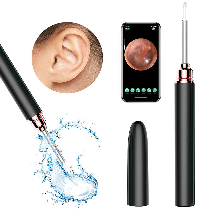 1080P HD WiFi Ear Wax Removal Camera Wireless Otoscope Earwax Removal Tool 360 Degree Visual Ear Scope Camera Safe Ear Pick for Adults Kids