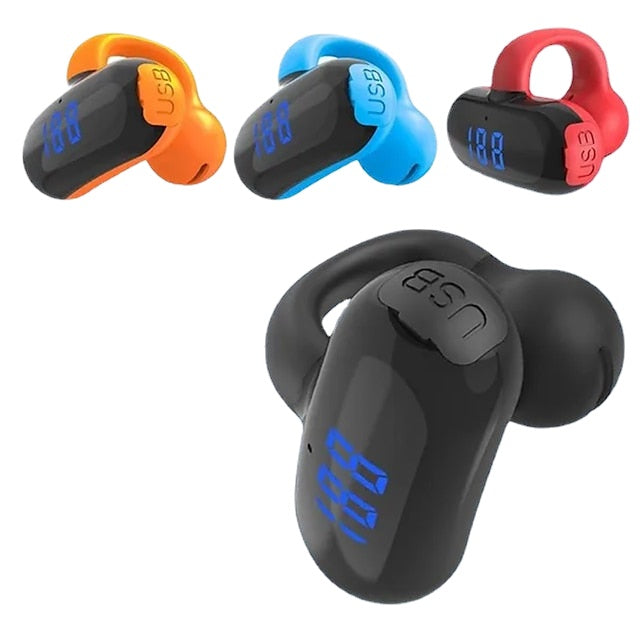 Ear-Clip Bluetooth Single Ear Headphones Bone Conduction Earphone Wireless Earbuds HiFi Music Surround Stereo Bass Sports Gaming Headset with Mic