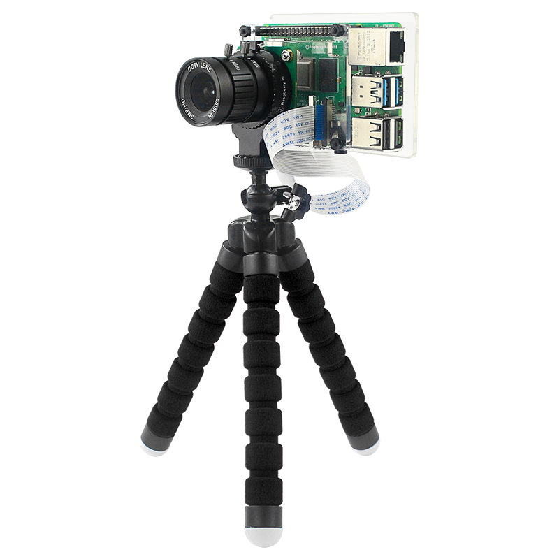 Tranparent Protective Case + Bracket Support HoldingIMX477R Camera Module for Raspberry Pi