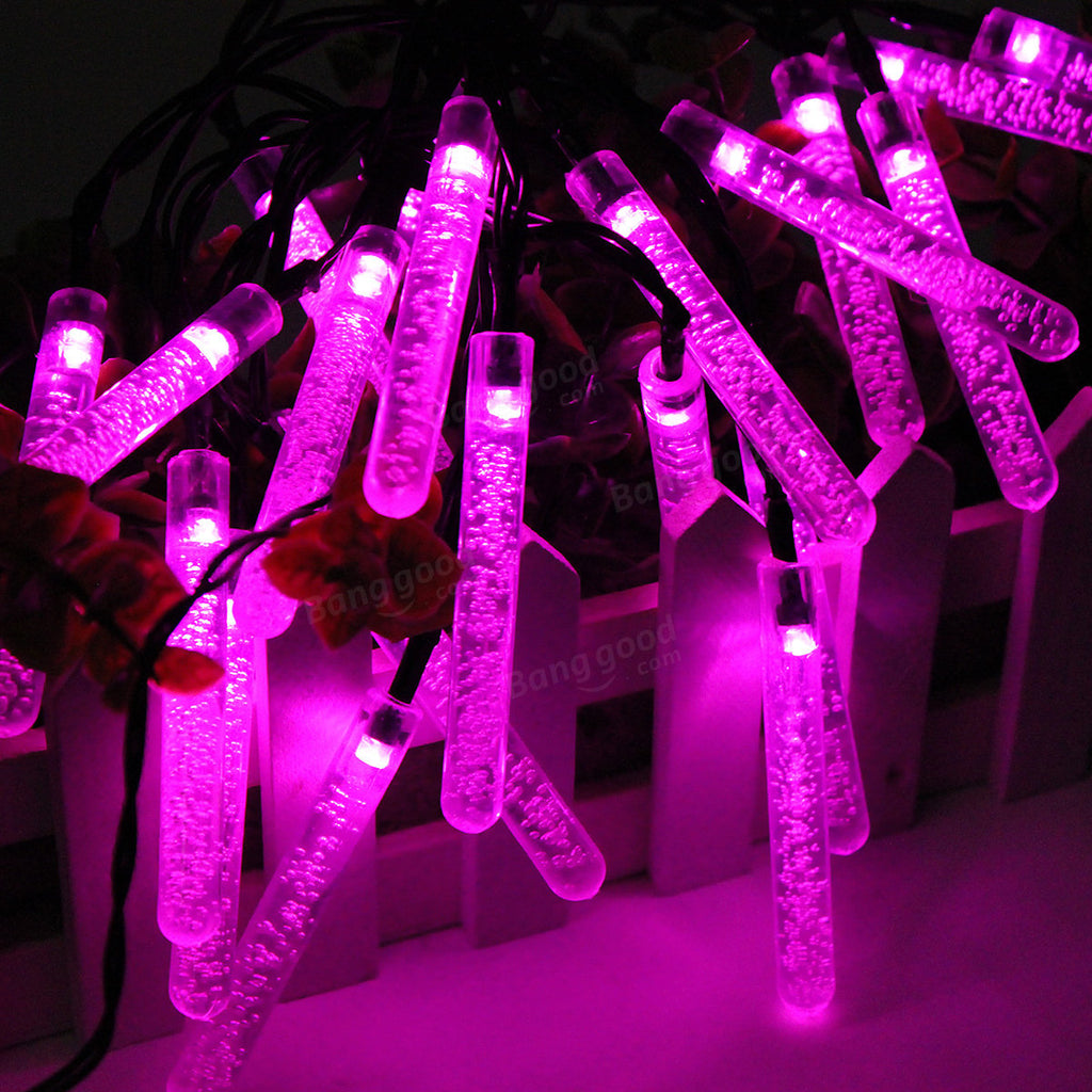 4.8M 20 LED Bubble Icicle Fairy String Light Solar Power Christmas Party Lamp