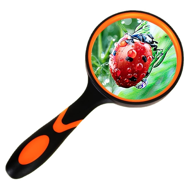 1pc 100mm 10X Shatterproof Handheld Magnifier With Non-Slip Rubber Handle