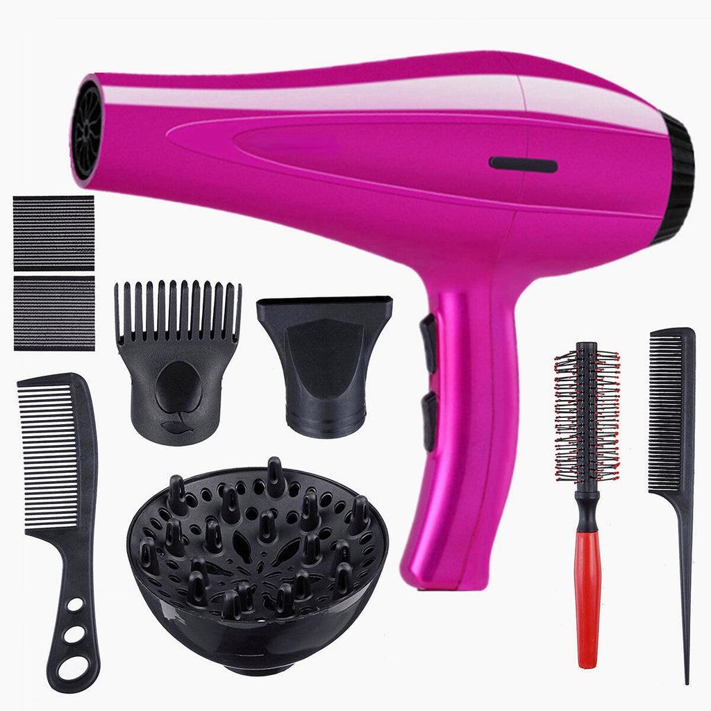 2000W Powerful High Concentration Ion Hair Dryer Heat Tool Dryer 3 Heat Settings 2 Speed with 8pcs Accessories