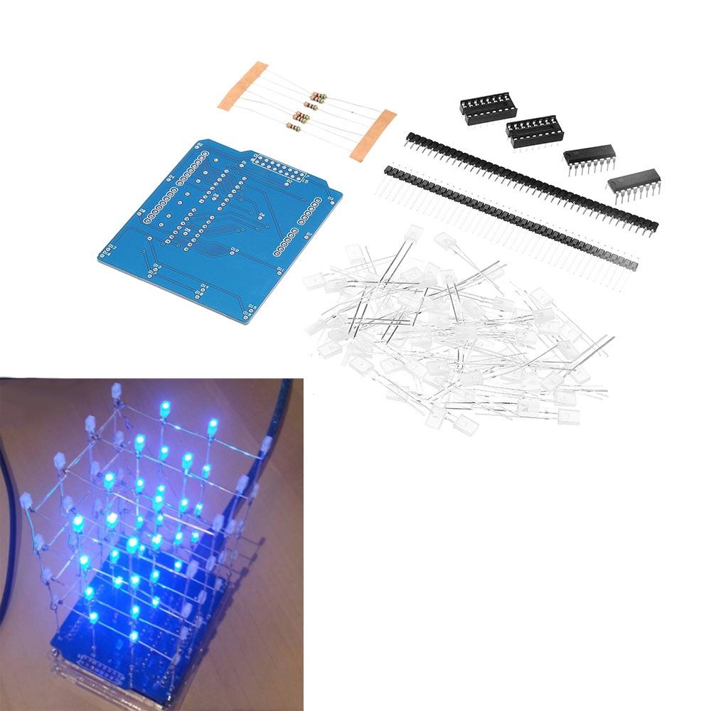 3pcs 4X4X4 Blue LED Light Cube Kit 3D LED DIY Kit For DIY Kit