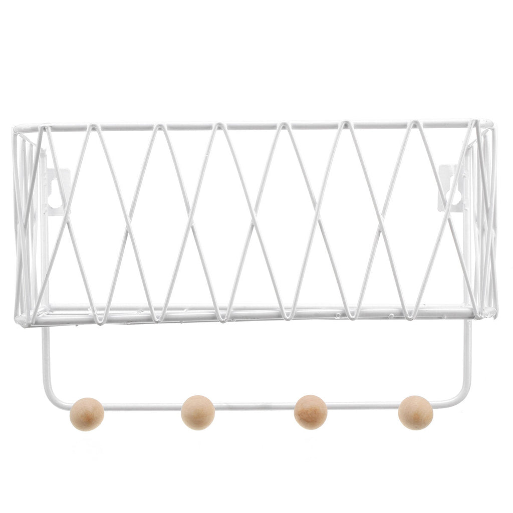 Industrial Metal Wire Wood Wall Shelf Rack Modern Loft Dorm Storage Shelf