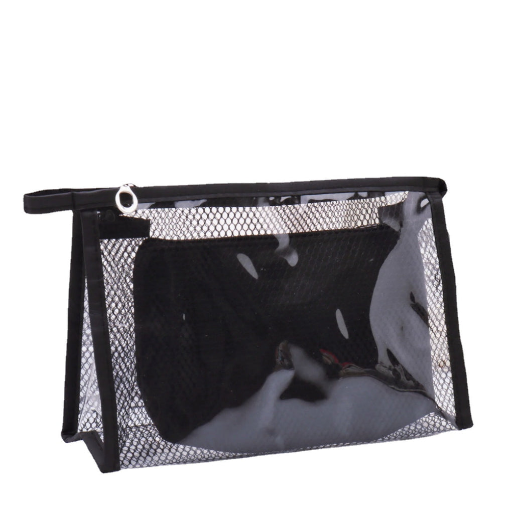 Waterproof PVC Cosmetic Bags Two-piece Suit Net Travel Makeup Transparent Bag