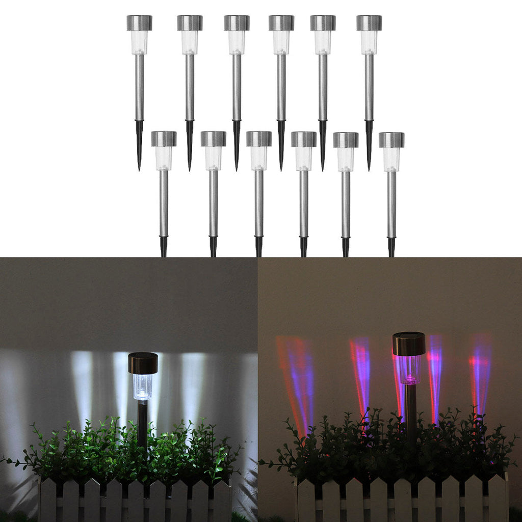 12PCS Solar Lights Outdoor Pathway Garden Stainless Steel LED Lights Waterproof Landscape Lighting Lawn Patio Yard Walkway Driveway