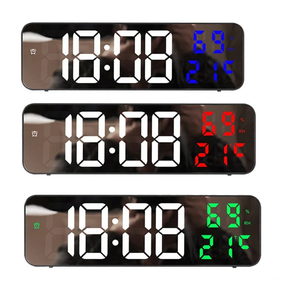 Digital Wall Clock with LED Display, Auto Brightness, Temperature & Humidity Monitor, 12/24H - Ideal for Home, Office, Classroom