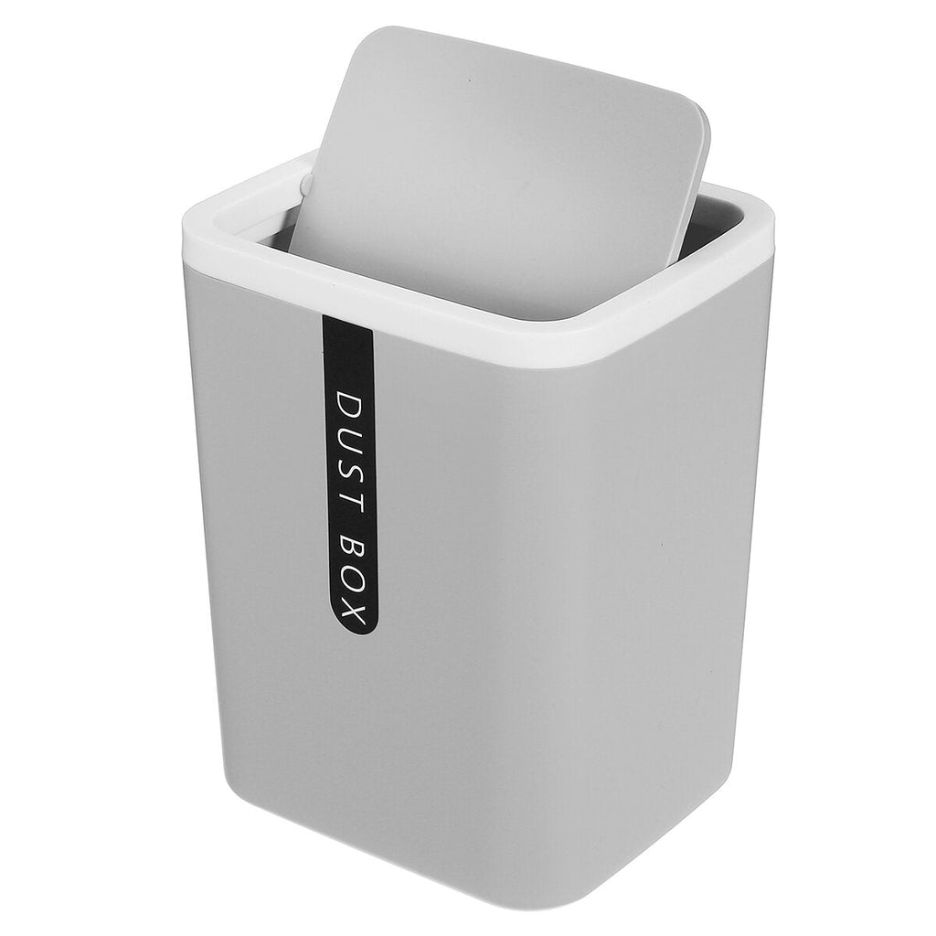 Desktop Trash Can Mini Office Plastic Swing Cover Storage Bin Waste Bins for Room Tea Table Kitchen Bedroom