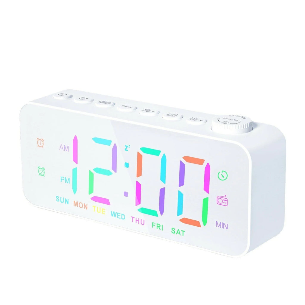 LED Digital Alarm Clock with FM Radio, Dual Alarm, Snooze, USB Charging Port, and Dimmable Night Light for Bedroom, Office