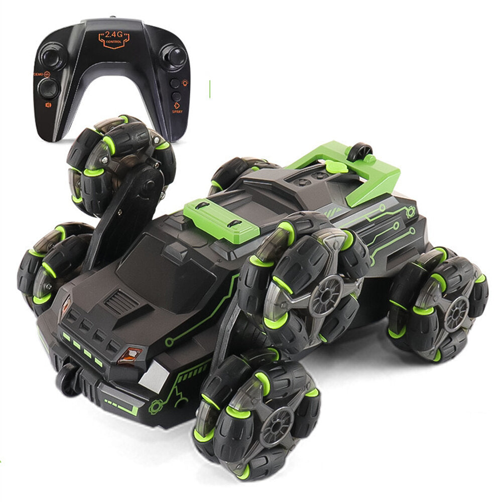 RC Stunt Car 2.4G 4WD Remote Control 360 Flip Drift LED Light Music Spary Double Sided Models Toys