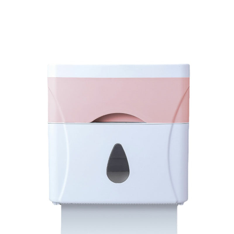 Wall Mounted Press Open Waterproof Double-deck Paper Rolled Toilet Tissue Box