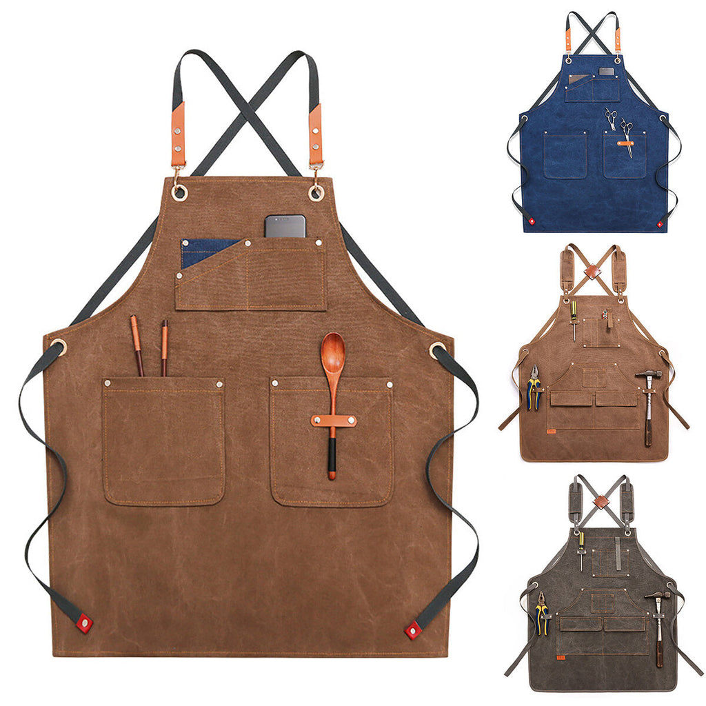 Canvas Woodworking Apron Shop Apron Pockets Waxed Wax Cloth Waterproof Apron Chef Tool Storage