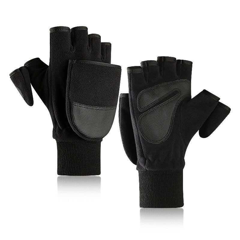 Fleece Warm Gloves Men's Flip Bag Refers To Plus Thick Outdoor Loupe Finger Touch Screen