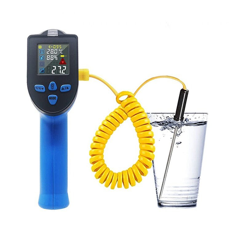 -50~500 Dual Laser Non Contact Digital Infrared Thermometer Industrial Temperature Measuring Tool with K Type Thermocouple Probe