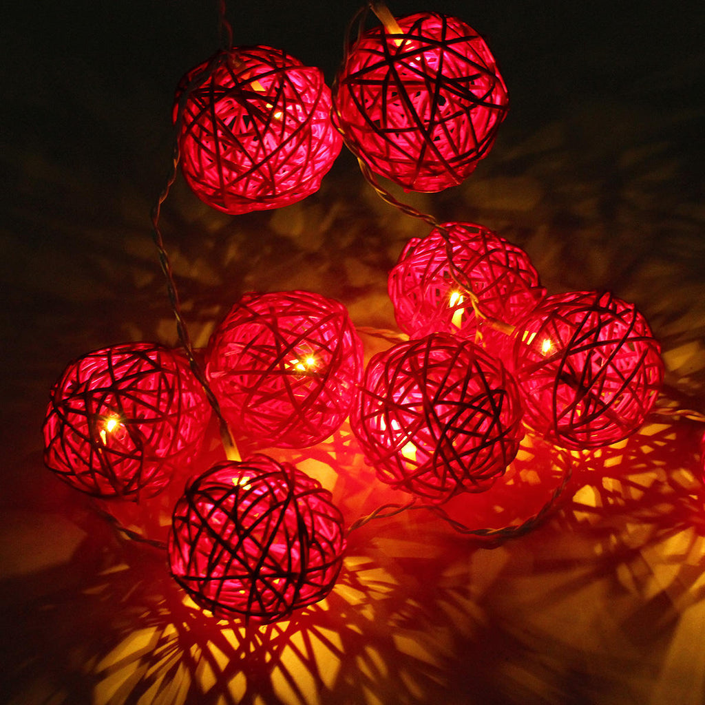 Battery Powered 1.8M 10LEDs Rattan Ball Fairy String Lights for Christmas Garden Party