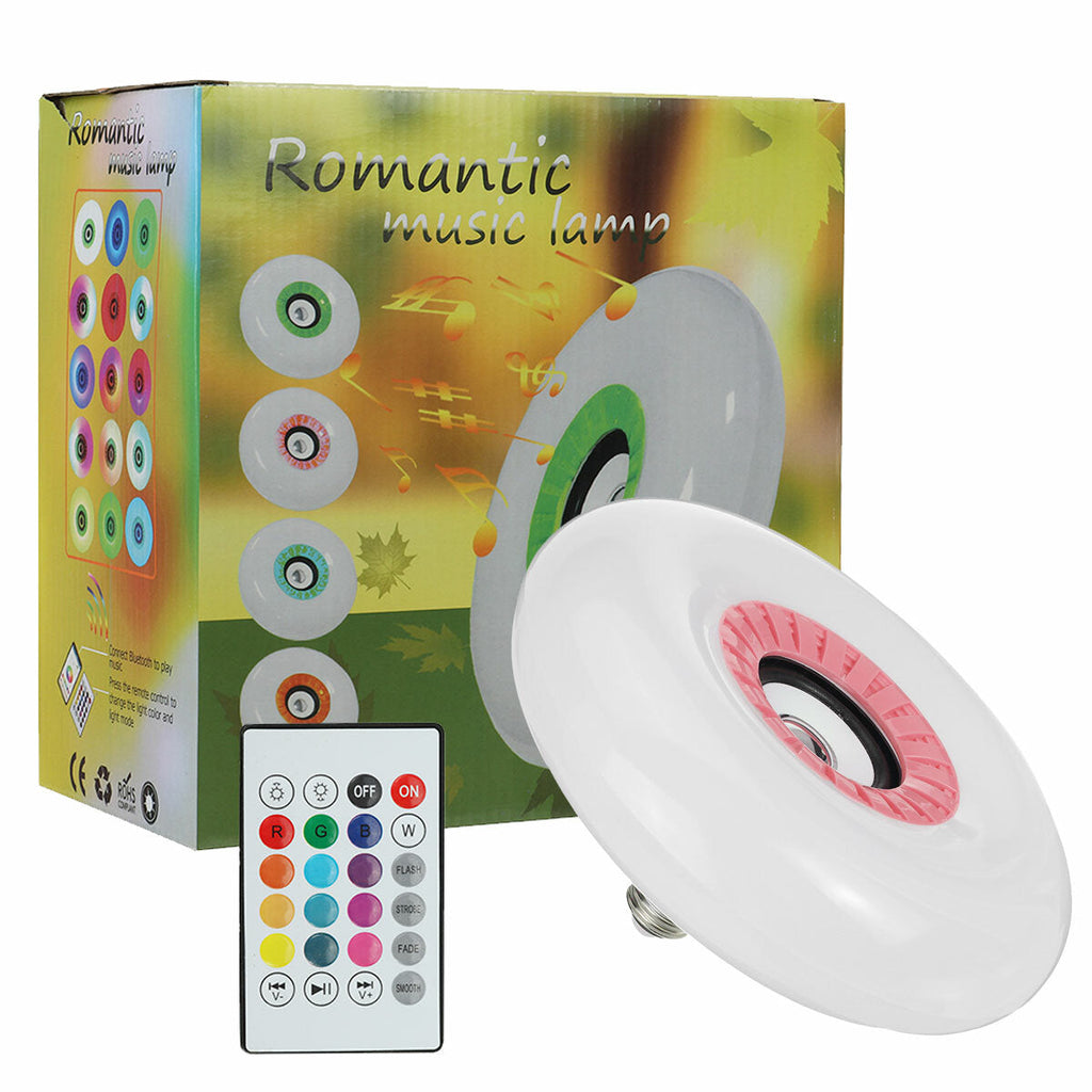 85-265V E27 Smart bluetooth LED Ceiling Light RGB Music Speeker Dimmable Lamp + Remote