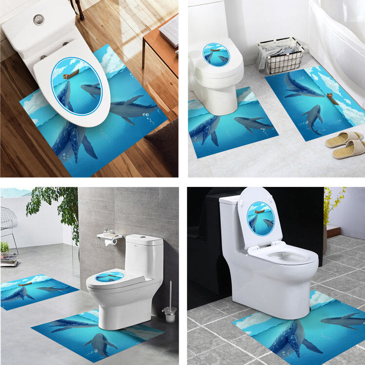 Bathroom Toilet Special 3 Pcs Set PVC Waterproof Non-slip Wear Resistant Wall Sticker