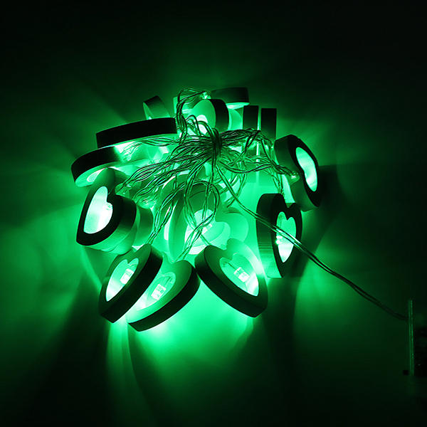 2.2M 20LEDs Wooden Heart-Shaped Warm White White Multicolor Yellow Green Blue LED String Light