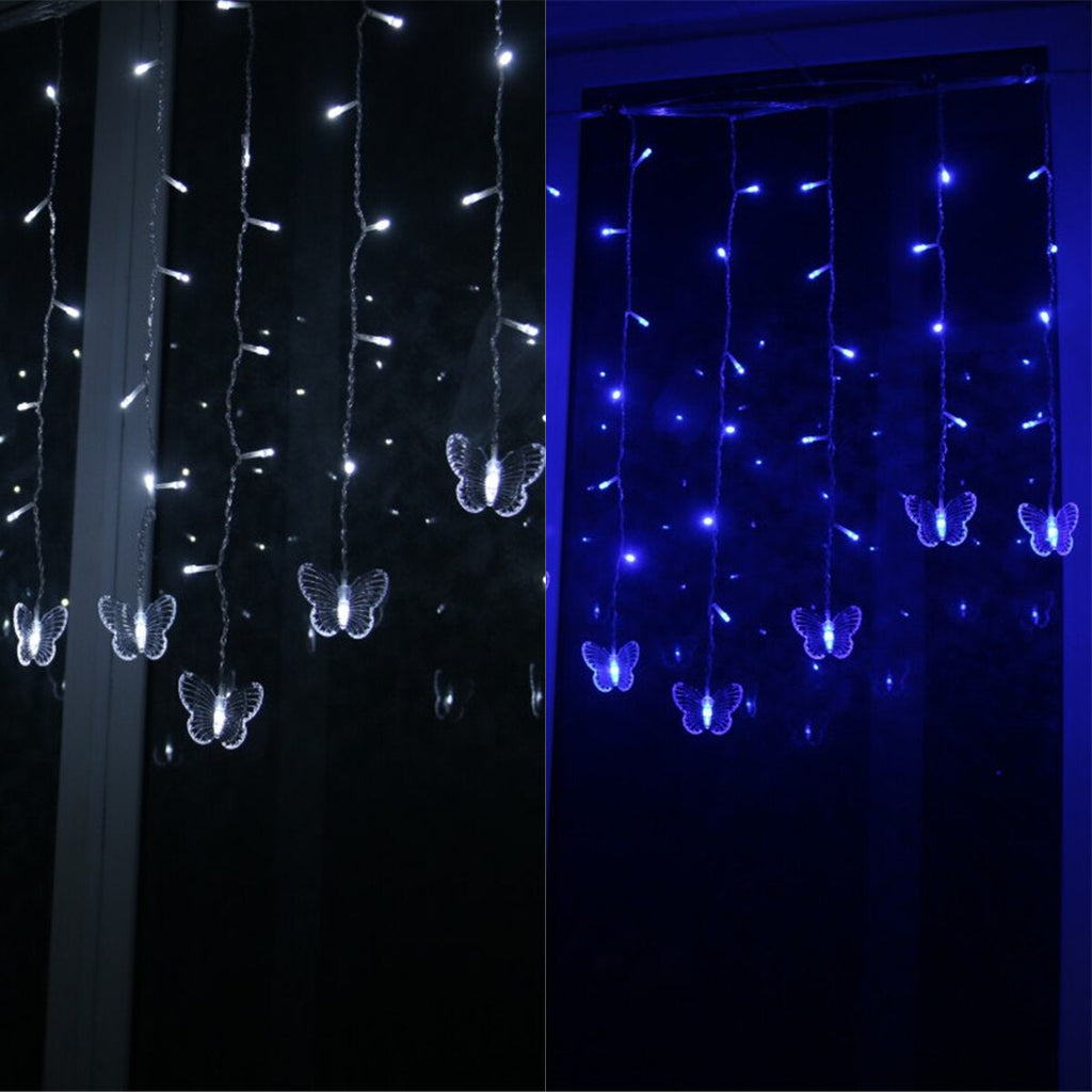 96 LED Butterfly String Curtain Lights Colorful Wedding Waterproof Lamp 8 Modes