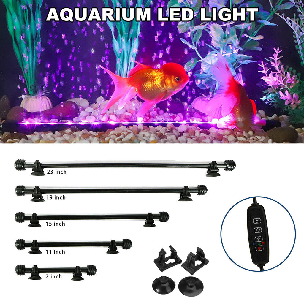 13.2W 18-90CM Fish Aquarium Tank 12V LED 3modes Submersible Light Underwater White + Blue Lamp Lantern