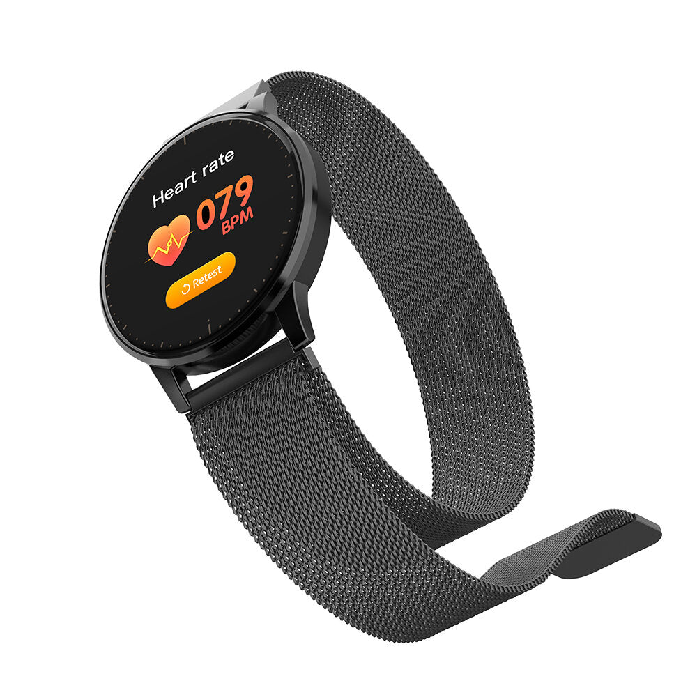 Full Touch Steel Band Wristband Heart Rate and Blood Pressure Monitor Music Control Smart Watch