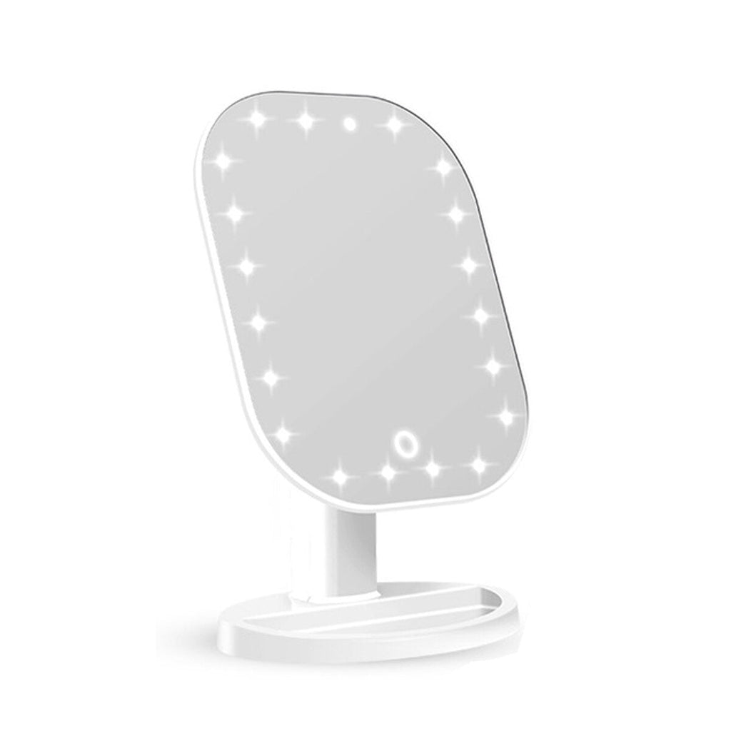 Battery Powered 20 LED Makeup Mirror Light Desktop Home Touch Screen 180 Adjustable Angle Mirror