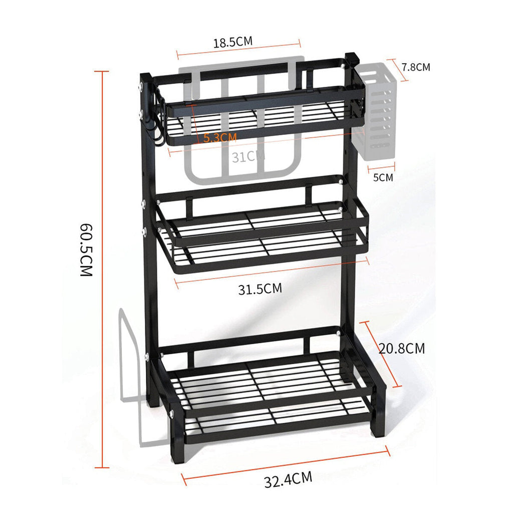 Nonslip 2/3 Tier  Spice Rack Stainless Steel Storage Shelf Organizer Holder Kitchen Rack