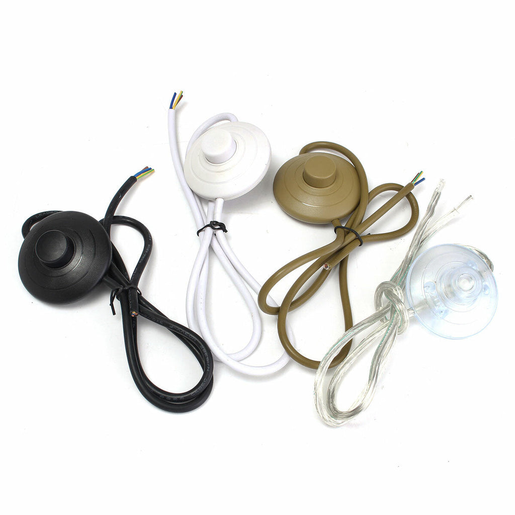 1M Circular Lighting Button Switch with 3 Core Inline Flex Cord for Table Desk Lamp