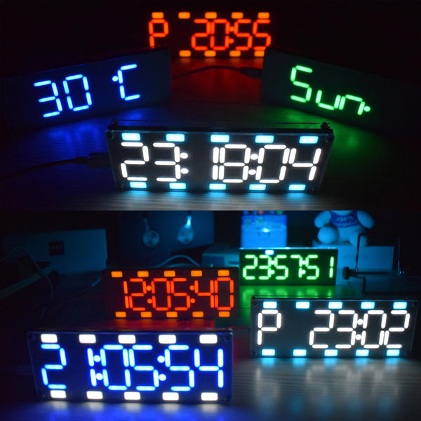 DIY 6 Digit LED Large Screen Two-Color Digital Tube Desktop Clock Kit Touch Control